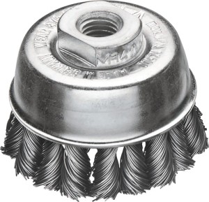 Szczotka garnkowa śred. 65 mm M14 grubość drutu 0,5 mm stal warkocz wymienny 125