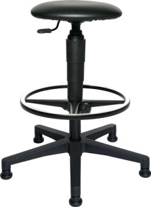 Taboret obrotowy ze ślizgaczem tapicerka ze sztucznej skóry czarna regulacja wys