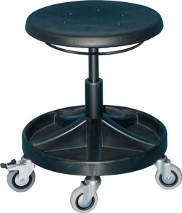 Taboret obrotowy z kółkami pianka PU czarny regulacja wys. siedz. 400‒530 mm LOT