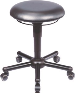 Taboret obrotowy A19 z kółkami sztuczna skóra czarny regulacja w. siedz. 465-595