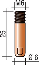 Końcówka prądowa śred. drutu 1,2 mm M 6 długość 25 mm E-Cu TRAFIMET