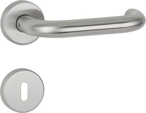 Zestaw klamek Basic 01 stal szlachetna 60 matowy kształt U DIN strona lewa / str