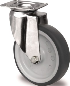 Kółko skrętne Ø koła 125mm udźwig 100kg z płyta mont. szer. płyty 70mm łoż. śliz
