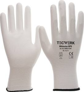 Rękawica Whitestar NPU wielkość 6 (S) biała EN 388 kategoria OWO II nylon z poli