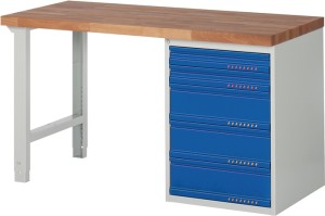 Stół warsztatowy Serie BK 650 szer.1500 x gł.700 x wys.840 mm buk lity jasnoszar