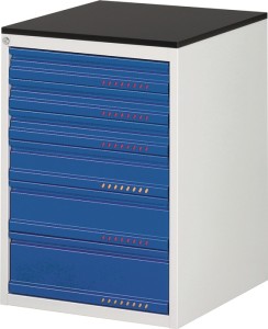 Szafka z szufladami BK 650 wys. 820 x szer. 580 x gł. 650 mm jasnoszary/nieb. go
