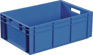 Pojemnik transportowy dł. 400 x szer. 300 x wys. 120 mm niebieski PP uchwyt musz