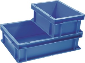 Pojemnik transportowy dł. 600 x szer. 400 x wys. 120 mm niebieski PP uchwyt musz