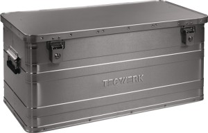 Skrzynia aluminiowa dł. 780 x szer. 380 x wys. 380 mm 90 l z zatrzaskiem i zamki