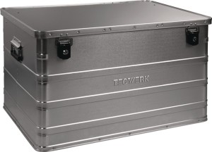 Skrzynia aluminiowa dł. 790 x szer. 560 x wys. 475 mm 184 l z zatrzaskiem i zamk
