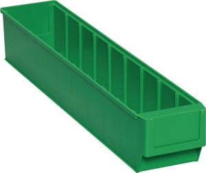 Skrzynka regałowa dł. 500 x szer. 91 x wys. 81 mm zielona polipropylen TECWERK