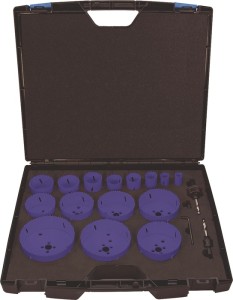 Zestaw otwornic 17-częśc. 19–114 mm głębokość cięcia 38 mm HSS bimetal TECWERK