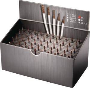 Zestaw frezów trzpieniowych DIN 6527 śred. 1/1,5/2/3/4 mm liczba ostrzy 3 VHM Ti