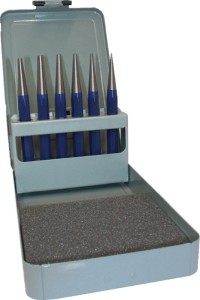 Zestaw przebijaków 6-częśc. 1–2–3–4–5 + punktak śred. 4 mm kasetka metalowa TECW