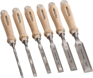Komplet dłut płaskich 6,10,12,16,20,26 mm ręk. z białego buku Ulmer kształt 6-cz