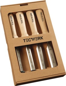 Komplet dłut płaskich 10,16,20,26 mm ręk. z białego buku Ulmer kształt 4-częśc.