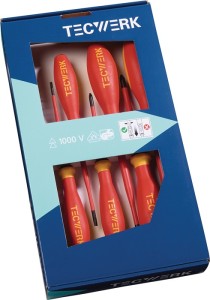 Zestaw wkrętaków slim 7-częśc. szczelina / PH ostrza/końcówki fosforyzowane VDE
