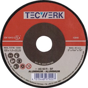 Tarcza tnąca aluminiowa średnica 125 x 1 mm prosta aluminium otwór 22,23 mm TW