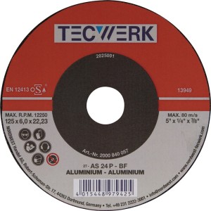 Ściernica do obróbki zgrubnej średnica 125 x grubość 6 mm odgięta aluminium otwó