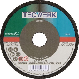 Tarcza tnąca średnica 115 x 1 mm prosta INOX / stal / kamień otwór 22,23 mm TW