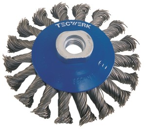 Szczotka stożkowa śred. 100mm grubość drutu 0,5 mm stal 13mm 12500 min-¹ TECWERK