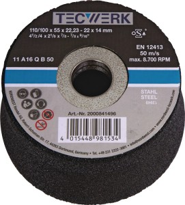 Tarcza szlifierska garnkowa A24Q 110/100 mm stal i staliwo stopowe 24 otwór 22,2