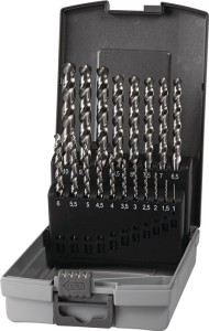 Zestaw wierteł spiralnych DIN 338 Typ UNI śred. znamionowa 1–10x0,5 mm HSS-Co 19