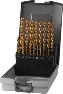 Zestaw wierteł spiralnych DIN 338 Typ UNI śred. znamionowa 1–10x0,5 mm HSS-Co Ti