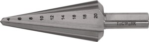 Wiertło stożkowe do blachy zakres wiercenia 4–20 mm HSS-Co długość całkowita 71