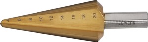 Wiertło stożkowe do blachy zakres wiercenia 4–20 mm HSS TiN dł. całkow. 71 mm li