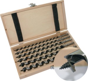 Zestaw wierteł ciesielskich spiralnych 8-częśc. długość 230 mm 6–20 mm w drewnia