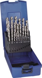 Zestaw wierteł spiralnych DIN 338 Typ W śred. znamionowa 1–13x0,5 mm HSS 25-częś