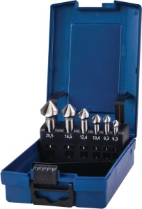 Zestaw pogłębiaczy stożkowych DIN 335 C 90 ° 6,3–20,5 mm HSS-Co 6-częśc. kasetka