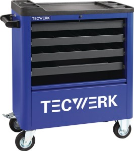 Wózek warsztatowy szer. 855 x gł. 400 x wys. 895 mm 300 kg 4 szuflady blacha sta