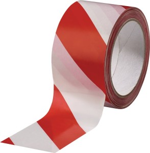 Taśma znakowania PCW czerwony/biały długość 66 m, szerokość 60 mm kółko