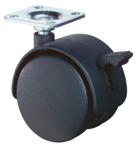 Podwójna rolka z t. sztucznego z blokadą śred. koła 50 mm udźwig 40 kg z płytką
