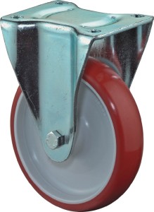 Kółko nieskrętne śred. koła 125 mm udźwig 175 kg poliuretan, czerwony płyta dł.