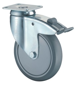 Kółko skrętne z hamulcem blokującym śred. koła 80 mm udźwig 80 kg z płytką do pr