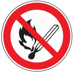 Znak zakazu ASR A1.3/DIN EN ISO 7010 ogień/światło zabronione folia