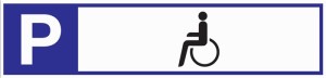 Znak parkingowy parking dla niepełnosprawnych dł. 460 x szer. 110 aluminium biał