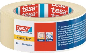 Taśma malarska 4323 lekko krepowana jasnobeżowa długość 50 m, szerokość 38 mm kó