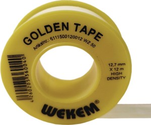 Taśma uszczelniająca PTFE Golden Tape dł. 12 m szer. 12,7 mm D0,1 mm żółty 1 g/c