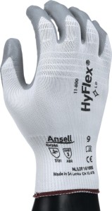Rękawica HyFlex 11-800 wielkość 9 biało/szara EN 388 kategoria OWO II nylon z pi