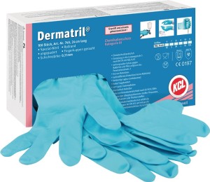 Rękawica jednorazowa Dermatril 740 wielkość 8 niebieski nitryl EN 374, EN 455 ka