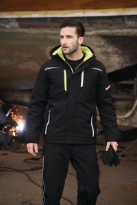 Kurtka robocza z materiału Softshell Terrax Workwear wielkość M czarno/limonkowa