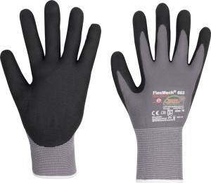 Rękawica FlexMech 663 wielkość 9 szary/czarny nylon/elastan/pianka nitrylowa EN