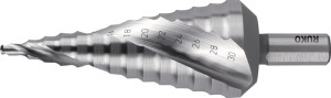 Wiertło stopniowe zakres wiercenia 4–30 mm HSS-Co5 z rowkami spiralnymi liczba o