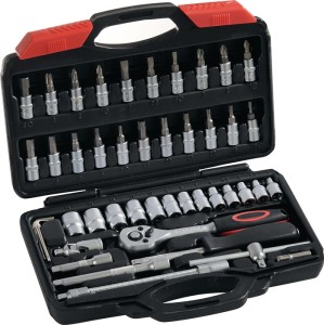 Zestaw kluczy nasadowych 45-częśc. 1/4 cal. rozmiary klucza 4–14 mm liczba zębów