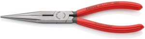 Szczypce płaskie okrągłe długość 200 mm polerowane proste powłoka z tworzywa szt