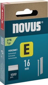 Gwóźdź E typ J dł. 16 mm szerokość drutu 1,2 mm z głowicą 1000 szt. NOVUS